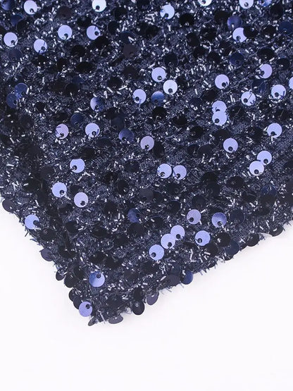 Navy Blue Slash Neck Off Shoulder Prom Gown Sequin Detachable Train Mermaid Evening Party Dresses Cocktail Dress 2025