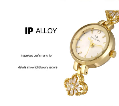 Watches For Women Fashion Elegant Gold Silver Bracelet Small Quartz Wristwatch 2025 Women's Lucky Watch Girlfriend Lovers Gift