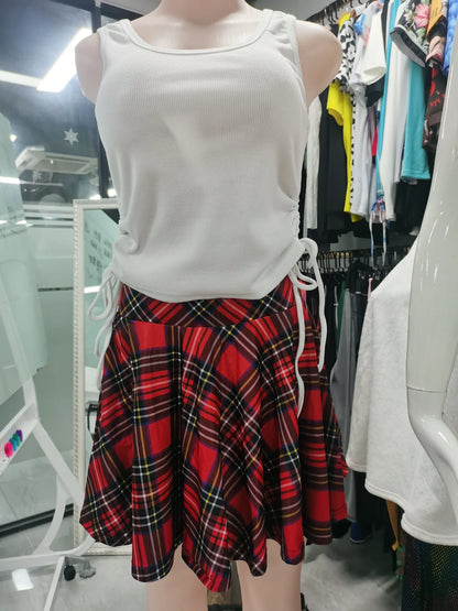 Retro Plaid Pleated Skirts Skirt Y2K Streetwear Vintage School Uniform A-Line Gym Student Short Skirt Girl Xmas Dress Up