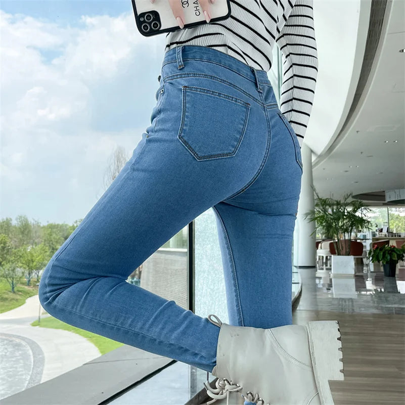 Women Stretch Jeans Lady Slim Skinny Pencil Jeans
