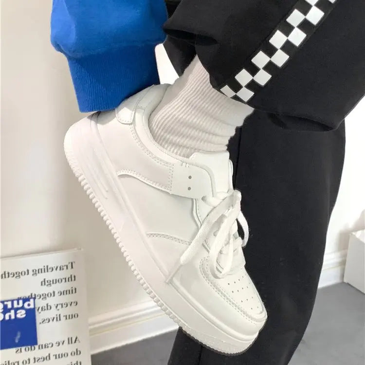 All Season Student Casual White Shoes Children Solid Color Sneaker Kids Soft Soled Versatile Casual Board Shoes Front Lacing