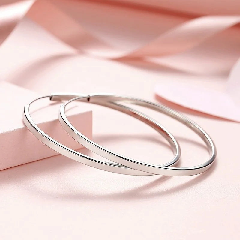 Senlissi - New Fashion 18K Gold Plated Hoop Earrings For Women 925 Sterling Silver Earring Cерьги Kольца Jewelry Girlfriend Gift