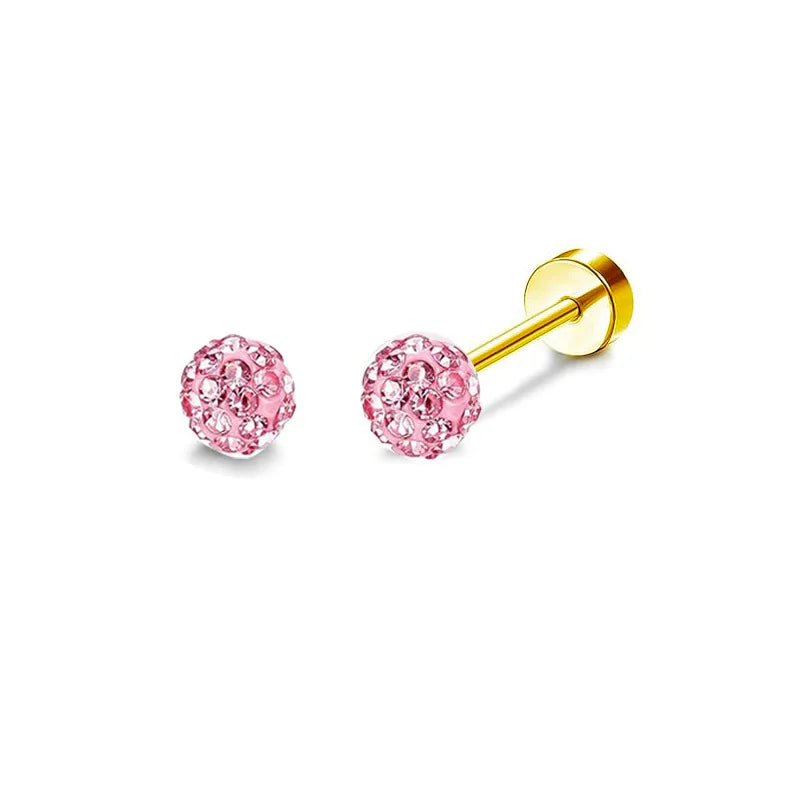 2PCS/Set Stainless Steel Gold Flower Cross Stud Earrings for Women Cute Mini Pearl Earrings Tragus Cartilage Piercing Jewelry