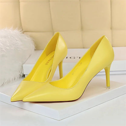 2023 Women 7.5cm 10.5cm High Heels Pumps Lady Wedding Bridal Scarpins Stripper Low Heels Plus Size Fetish Party Blue Pink Shoes