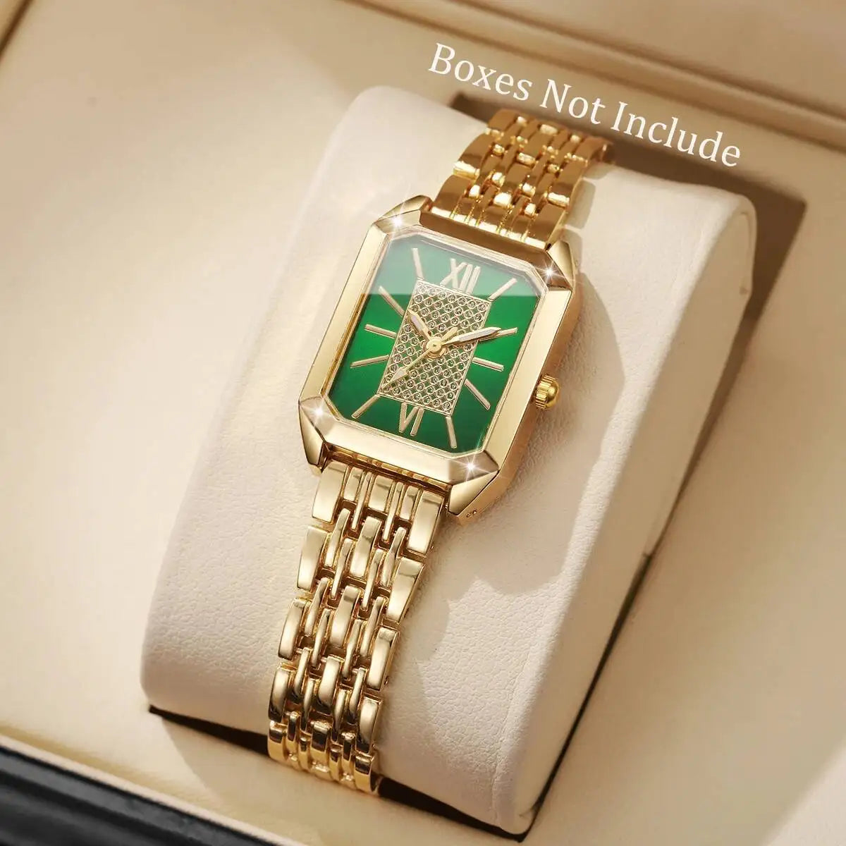 Fashion Rectangle Women Watches Stainless Steel Strap Quartz Wristwatches Reloj Mujer（Without Box）