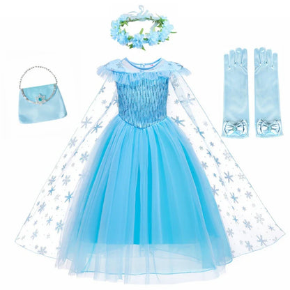 Girls Elsa Dresses Costume Clothes Kid Cosplay Princess Dress Snow Queen Vestido Children Birthday Parti Sukienki