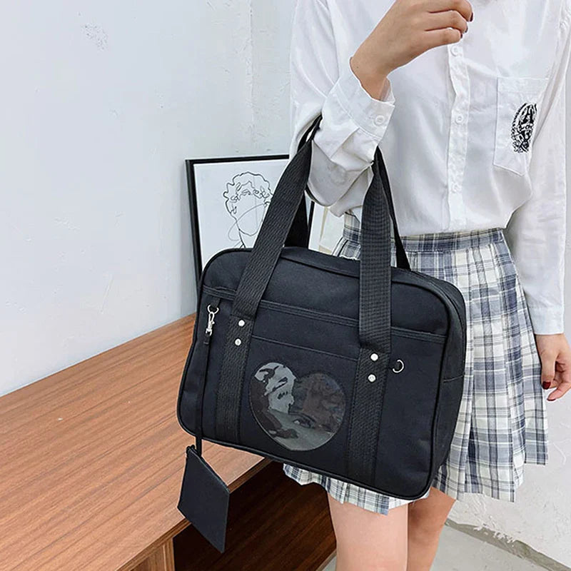 Japanese Lolita Heart JK School Uniform Bags Fashion Women Oxford  Women Student PU Handbag Cosplay Anime Shoulder Bag