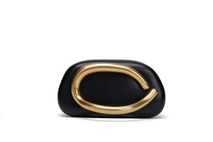 Big Gold Metal Closure Clutch Evening Bags For Women Luxury Designer Handbag And Purse Vintage Oval Box Chain Strap Shoulder