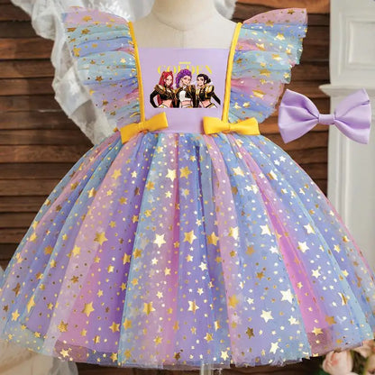 Baby Prinsess Dress Girls Birthday Party Dresses Kids Children Sleeveless Tulle Tutu Clothings 1-5Y