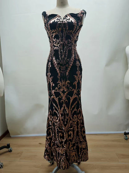 Luxury Sequin Saudi Evening Dresses One Shoulder Long Elegant Floor-Length Arabic Women Formal Prom Party Mermaid Gowns