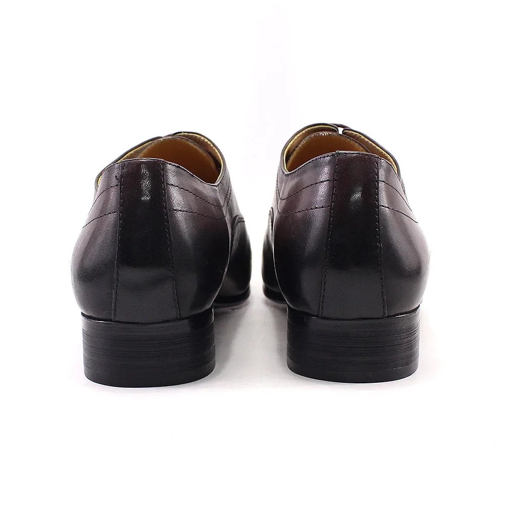 Genuine Leather Oxford Dress Shoes Men Lace Up Cap Toe Office Wedding Shoes Black Brown Brogue Pointed Oxfords Formal Shoes Men