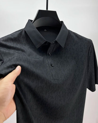 High end jacquard design short sleeve T-shirt men new summer ice silk breathable and cool lapel top fashionable brand POLO shirt