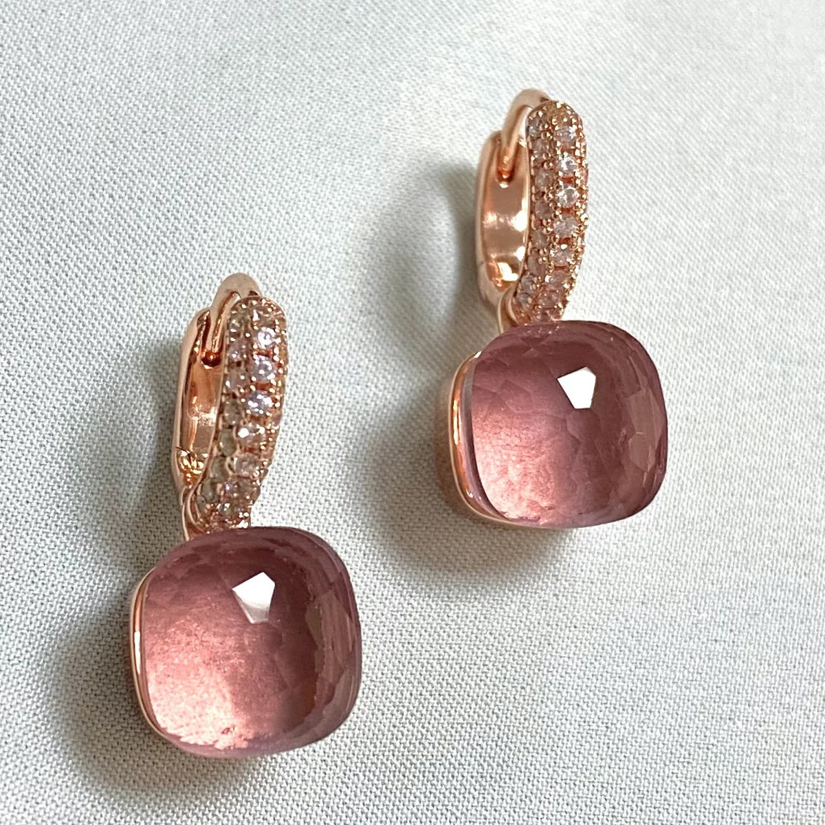 Classic Candy Color Earrings Inlay Transparent Zircon 27Colors Crystal Earrings Rose Gold Plated Fashion Jewelry For Women
