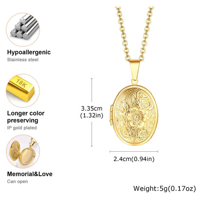 Light Heart Locket Pendants for Women Men Openable Photo Frame Glossy Stainless Steel Necklaces Family Love Collar