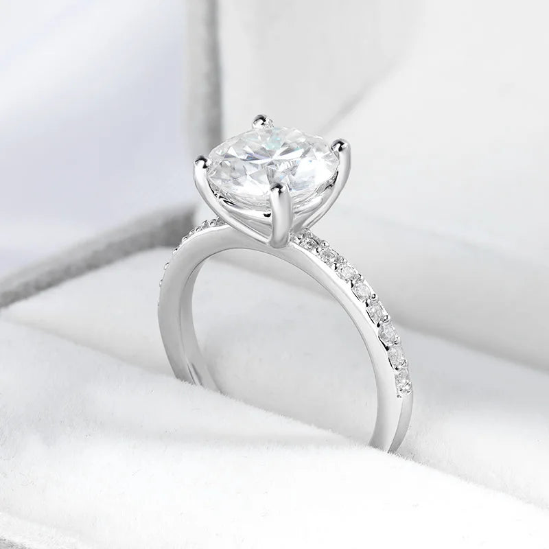 1-3CT D Color Moissanite Ring for Women 925 Sterling Silver Sparkling Lab Diamond Promise Band Valentine's Day Gift