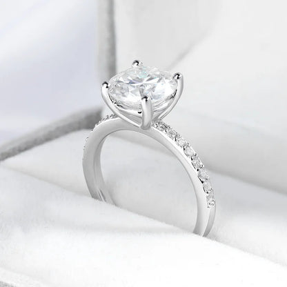 1-3CT D Color Moissanite Ring for Women 925 Sterling Silver Sparkling Lab Diamond Promise Band Valentine's Day Gift