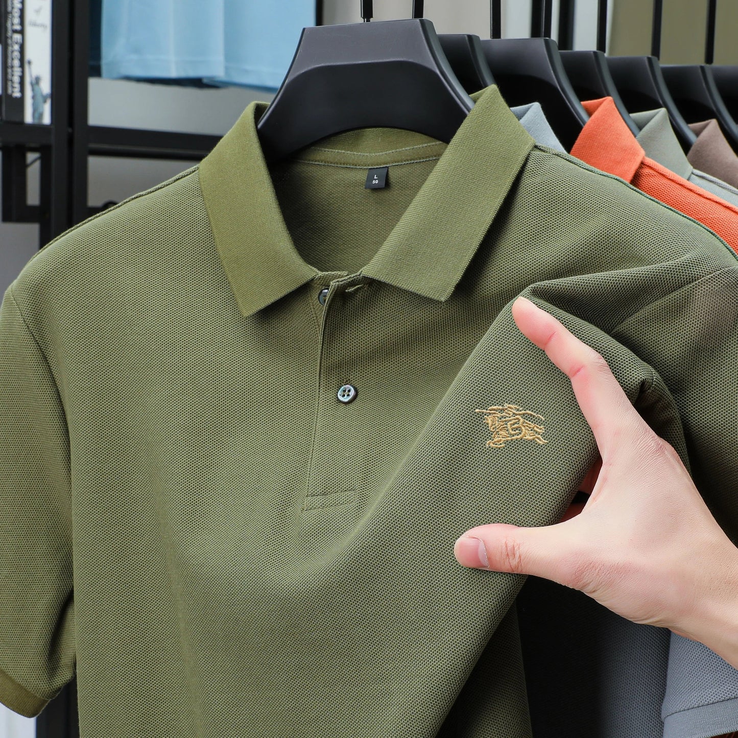 100% high-quality pure cotton men's summer polo T-shirt popular business commuting breathable cozy exquisite luxurious embroider