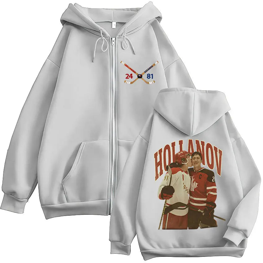 Heated Rivalry Shane Hollander‌ Ilya Rozanov Hollanov 24 81 Merch Zipper Hoodies Men Women Zip Up Sweatshirts Long Sleeve Jacket