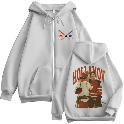 Heated Rivalry Shane Hollander‌ Ilya Rozanov Hollanov 24 81 Merch Zipper Hoodies Men Women Zip Up Sweatshirts Long Sleeve Jacket