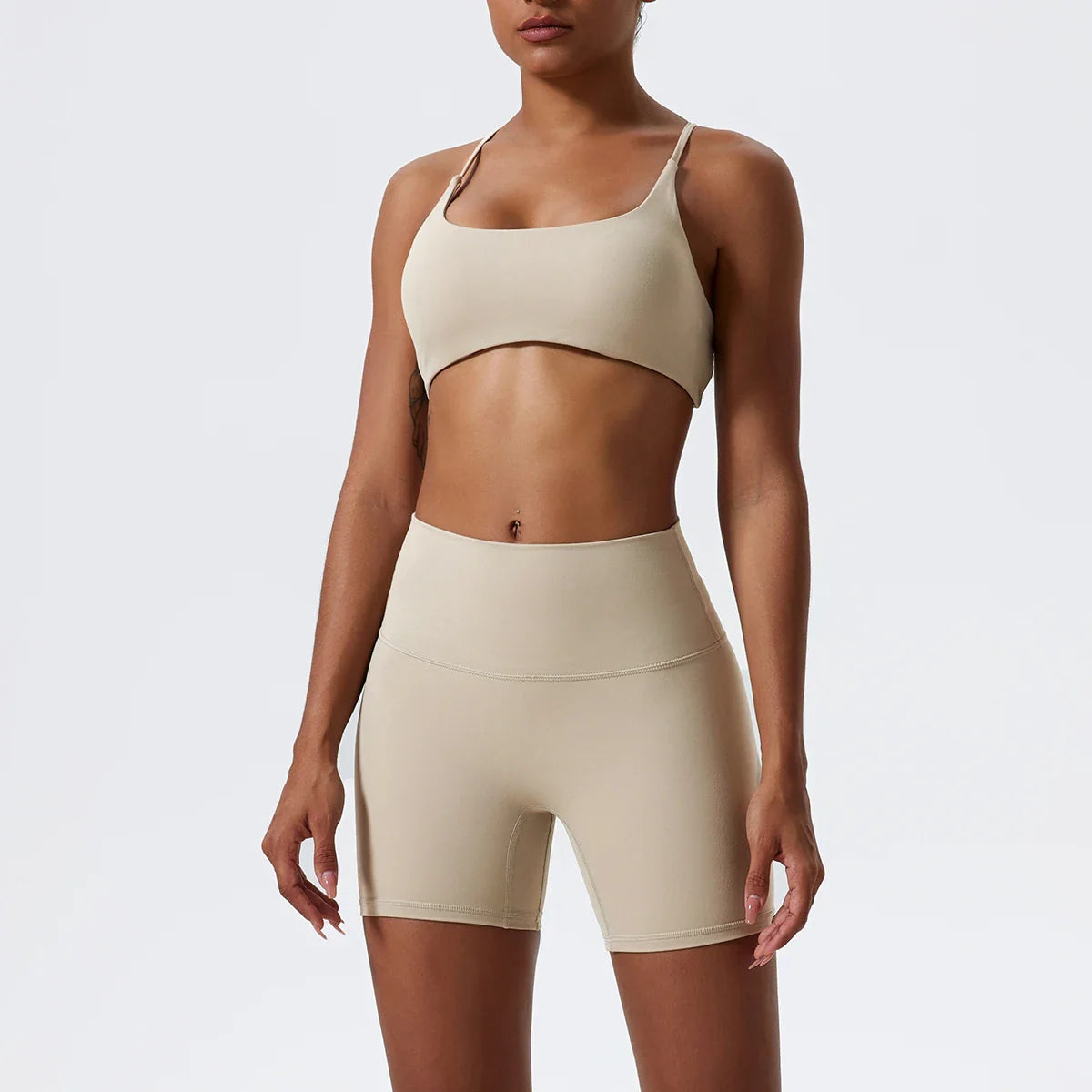Two Pieces Yoga Set Women Gym Shorts Sports Suit Female Soften Skin-Friendly Activewear Beauty Back Women Sportswear