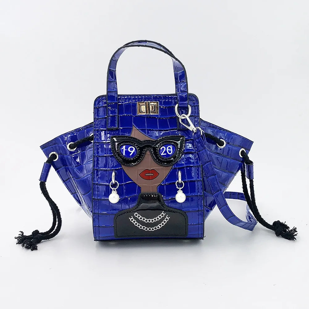 Cartoon Girl Handbag High Quality PU Leather Shoulder Bag for Women Pearl Crossbody Bag Designer Messenger Bag Female Satchel