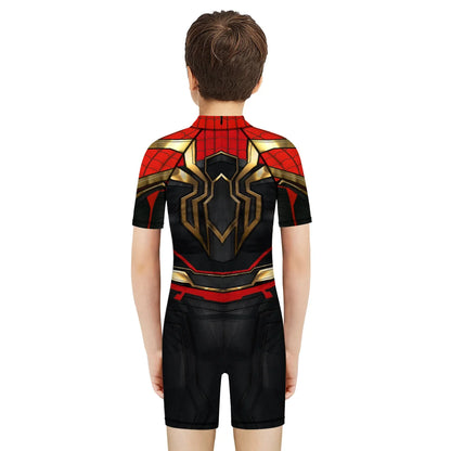 Children One Pieces Swimsuit Superhero 3D Print Playsuit Child Short Sleeve Swimwear Beach Bathing Suit Swim Wear For Boys Girls