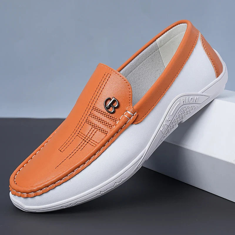 Men's Fashionable Comfortable Soft Casual Loafers Slip-On Shoes Trendy Anti-Slip Leather Footwear for Casual Wear-6601