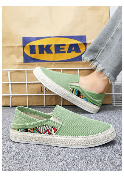 Sapatilhas Casuais Masculinas de Lona Tênis Masculino Slip-on Vulcanizado Confortáveis Sapatilhas Masculinas Mocassins Sapatos de Condução Zapatos Hombre