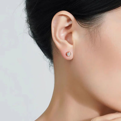 0.3/0.5 Carat Round Moissanite Diamond Stud Earrings For Women S925 Sterling Silver Pendientes Wedding Party Fine Jewelry