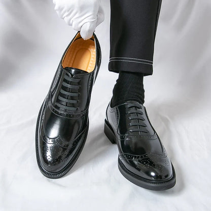 Men Suit Casual Shoes Luxury Men Brogue Dress Shoes Formal Business Leather Shoes Men Brown Wedding Italian Banquet Shoe Size 46
