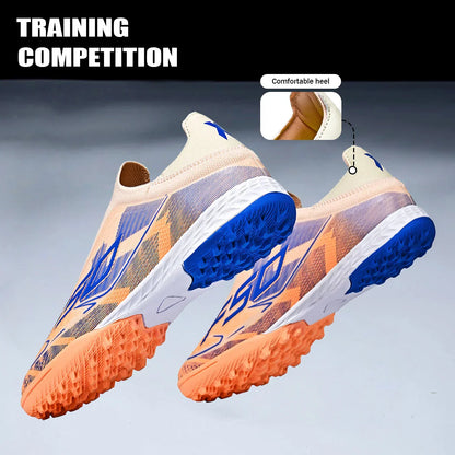 TF Football Shoes Kids Boys Girls PU Upper Durable Rubber Sole Anti-slip Wear-resistant Training Sneakers