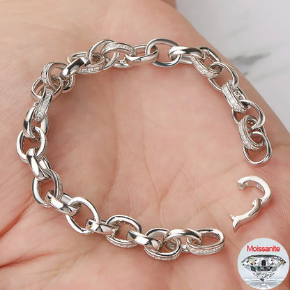 1.2mm Moissanite Tennis Bracelet with  925 Sterling Silver Cuban Link Chain Birthday Party Gifts Jewelry for Women Men