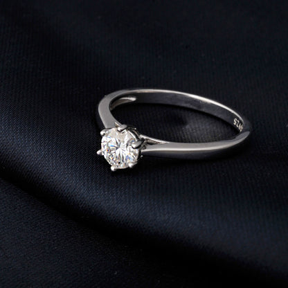 Moissanite D Color 0.5ct 1ct 2ct Round Cut S925 Sterling Silver Solitaire Wedding Engagement Ring for Women