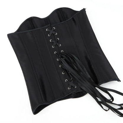 White Sexy Corsets Bustiers for Women Overbust Corset Top Corselet Satin Up Zipper Corsetto Shaper Gothic Korsett Black