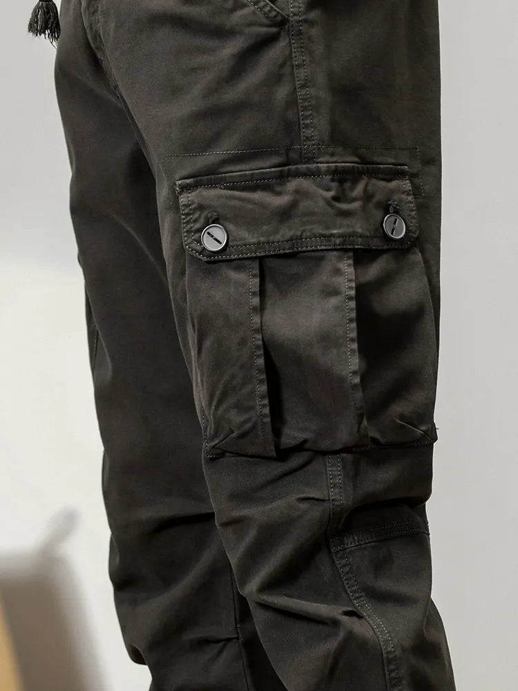 2025 New Multi-Pockets Spring Summer Cargo Pants Men Streetwear Zipper Leg Skinny Work Joggers Cotton Casual Tactical Trousers