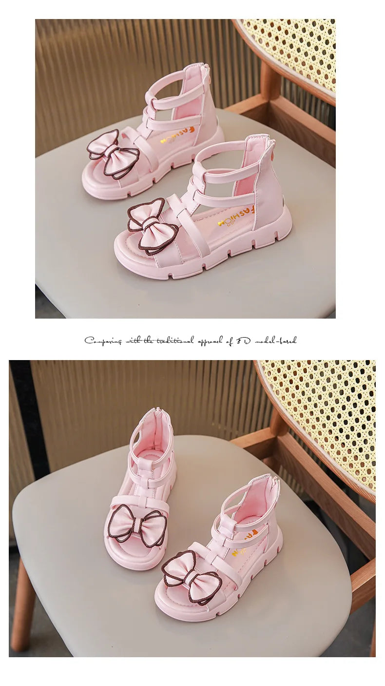Girls Sandals Summer 2025 New Fashion Children Roman Shoes Middle and Large Children Soft Open Toe Little Girl Princess Shoes