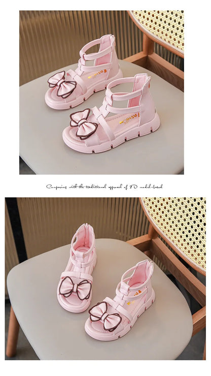 Girls Sandals Summer 2025 New Fashion Children Roman Shoes Middle and Large Children Soft Open Toe Little Girl Princess Shoes