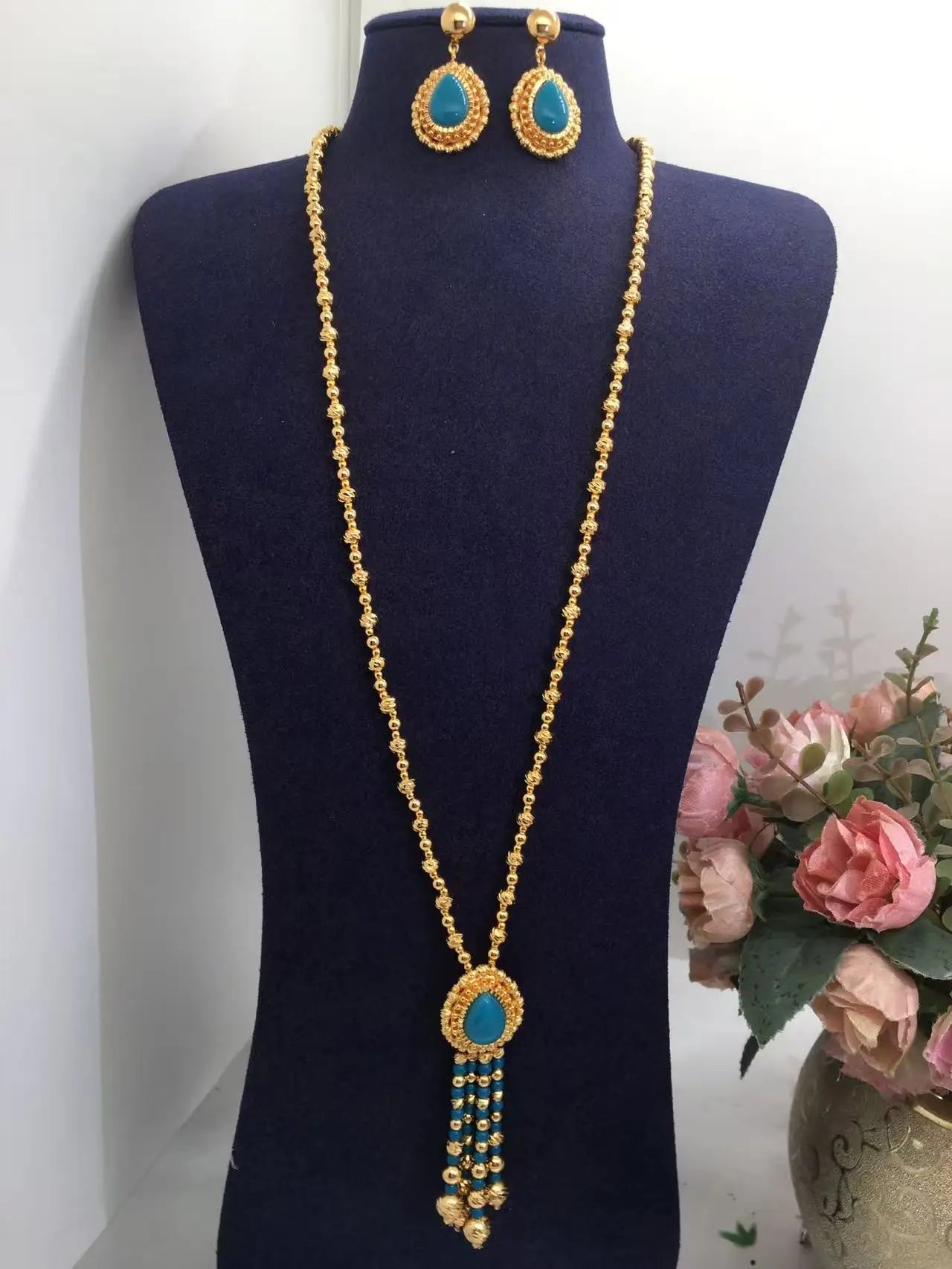 Fashion2PCS Luxury Waterdrop Indian Jewelry Sets For Women Wedding Party Indian Dubai Bridal jewelry Set
