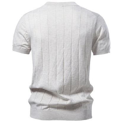 AIOPESON 100% Cotton Stripe T-Shirts for Men Solid Color O-Neck Soft Touch Comfortable Casual Summer Wear Top