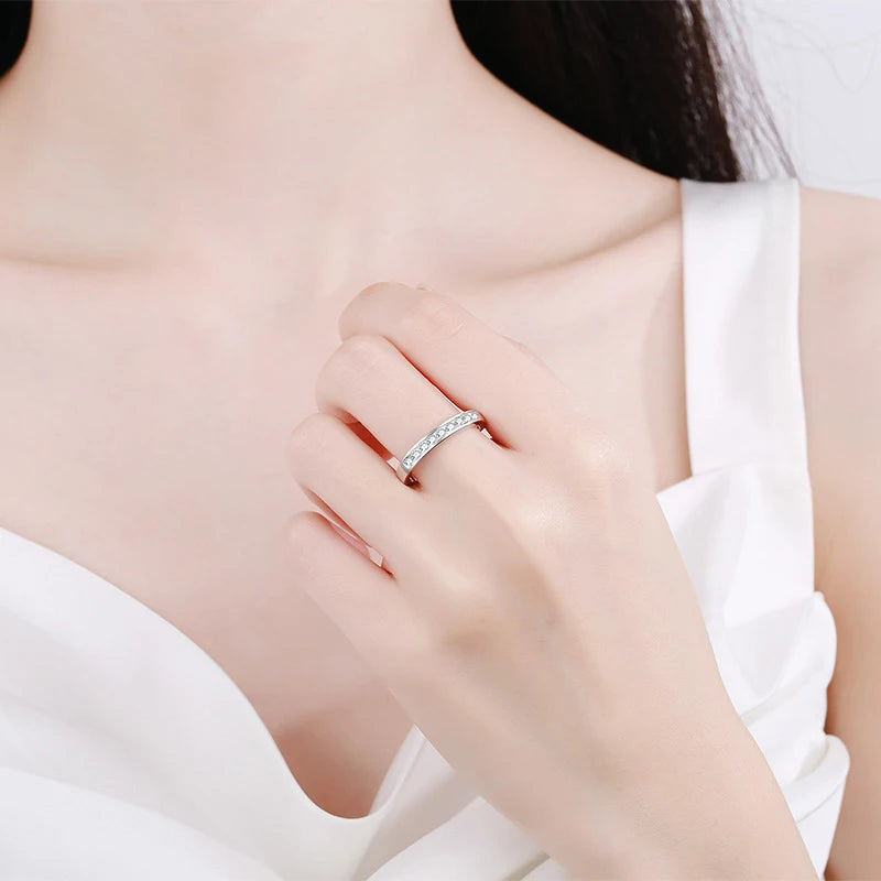 2mm Moissanite Ring for Women 925 Sterling Silver Rings with Gold Plated Wedding Bridal Proposal Promise Engagement Band