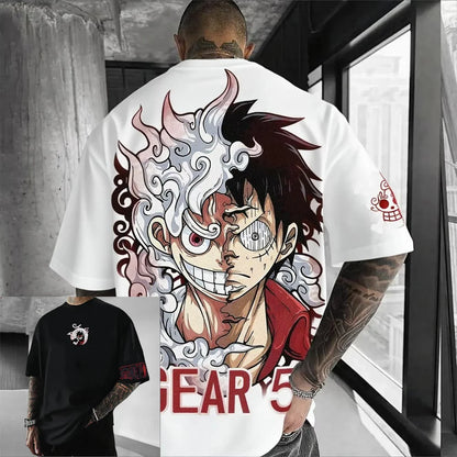 One Piece Luffy Men's T-Shirt Graphic Tee Anime Print Short Sleeve Tee Summer New Oversized Streetwear Anime Cosplay Y2k Clothes