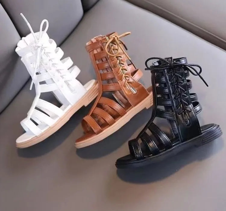 2026 Summer New Girls Beach Princess Roman Sandals Breathable Side Zipper Soft Sole Bestseller