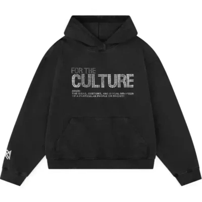 Vintage Men Monogrammed Applique Print Style Y2k Slouchy Loose New Fashion Couple Hoodie Tracksuit Streetwear Street in Winter