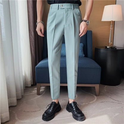 Men Slim British Style Suits Pants Business Casual Trousers Male Solid Fit Trousers High Quality Man Formal Wear Suit Pants 36