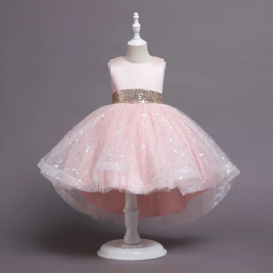 Summer Children's Wedding Celebration Party Evening Dress Sleeveless Sequins Formal Ball Birthday Party Girl Princess Dress
