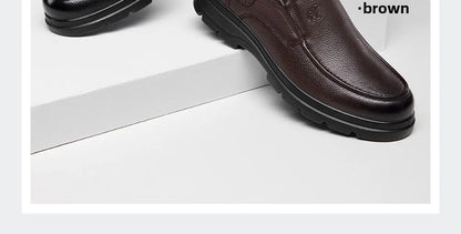 Golden Camel Men's Shoes 2026 New Business Casual Soft Sole Leather Shoes Brand Design Soft Soles Non-slip Velvet Warm Loafers
