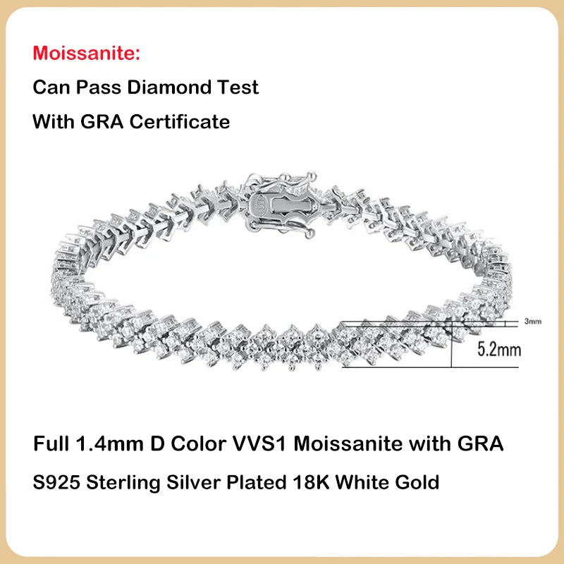 2025 New In Real D Color Full 1.4mm Moissanite Tennis Bracelet For Women S925 Silver Diamond Link Chain Bracelets Wholesale