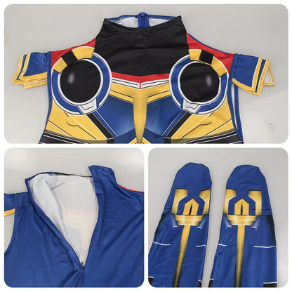 Thor Jane Cosplay Costume Adult Boys Girl Jumpsuit Halloween COS Bodysuit Carnival Party Outfits Cape for Men Women Boy Girl
