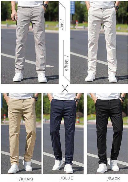 98% Cotton Men's Chinos & Casual Pants, Khaki Pants, Loose Straight , Streetwear Men ,Twill Pants,  Tall Men STRAIGHT Trousers
