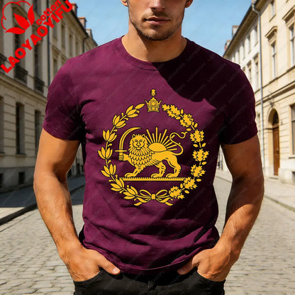 Lion and Sun Iran Persian Flag Iran Tshirt Khorshid Graphic T-Shirt Daily Life Casual Men Women Unisex Cotton Streetwear